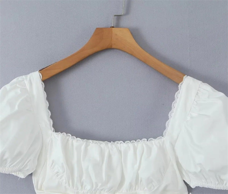 Amelise Vintage Lace Puff Sleeve Top