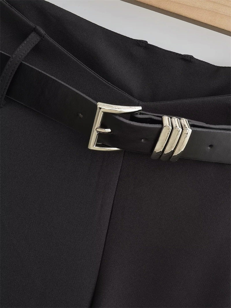 Veyra Low-Waist Asymmetric Trousers - Black