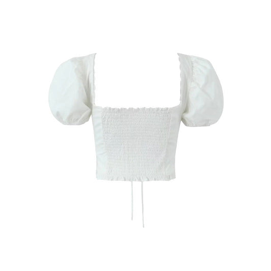 Amelise Vintage Lace Puff Sleeve Top