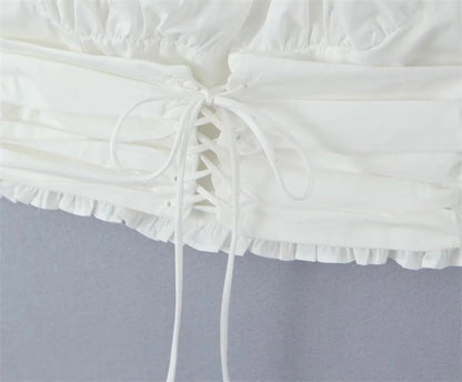 Amelise Vintage Lace Puff Sleeve Top