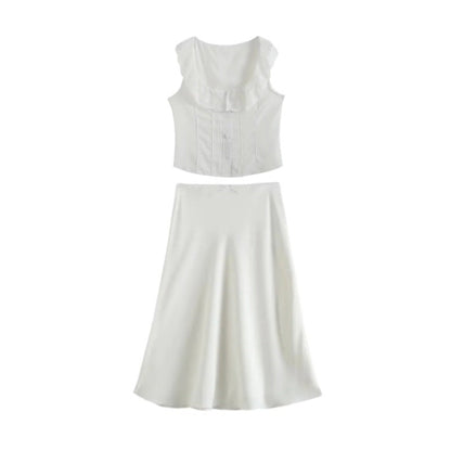 Arlisse Lace Panel Low-Waist Set - White