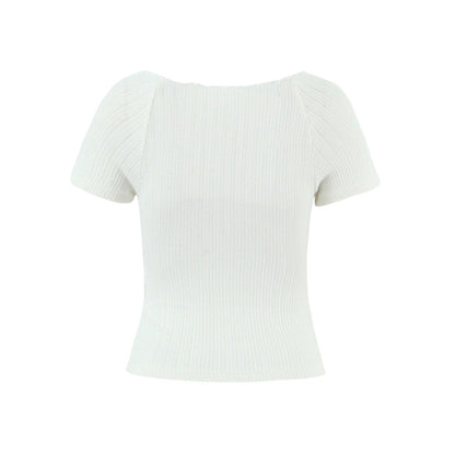 Aurielle Knit Lace-Up Short Sleeve Top
