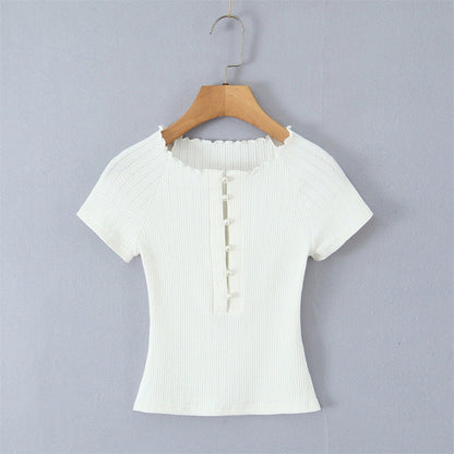 Aurielle Knit Lace-Up Short Sleeve Top