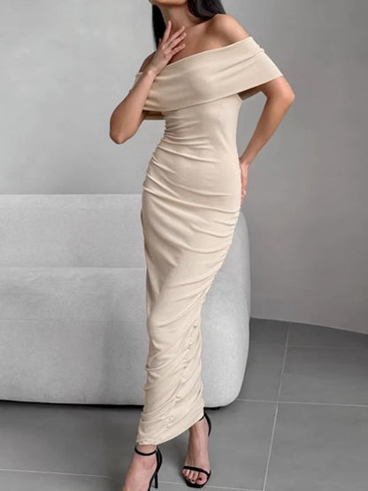 Eloria Off-Shoulder Bodycon Dress - Khaki