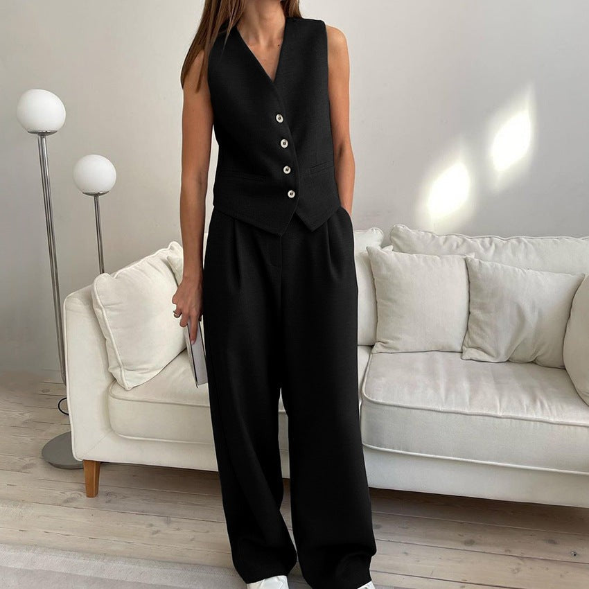 Estrella Tailored Corset Pants Set - Black