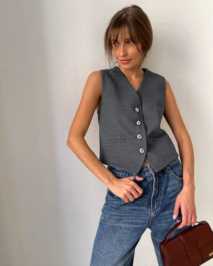 Estrella Tailored Corset Pants Set - Grey