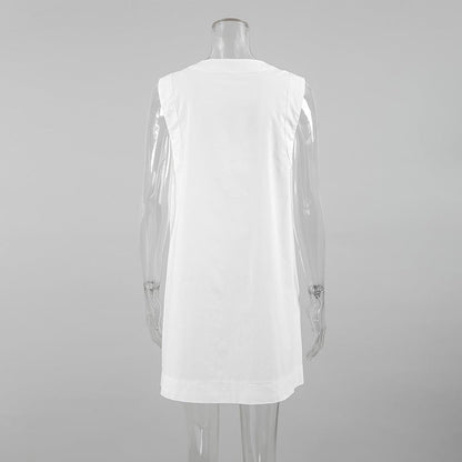 Liora Deep V Cotton Tank Top - White