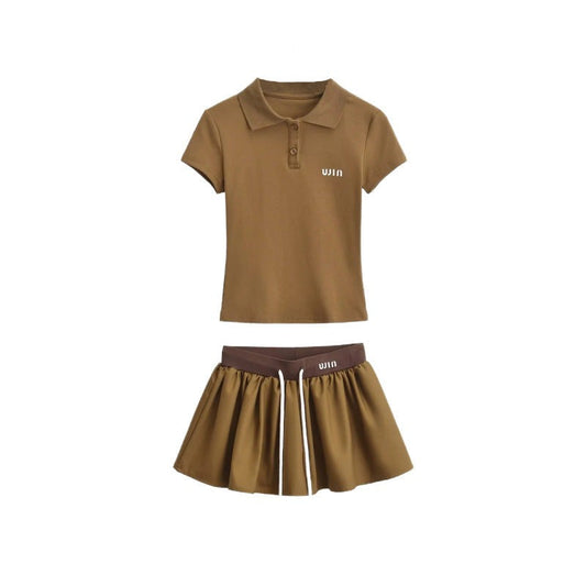 Vellaro Colorblock Polo Lounge Set - Brown