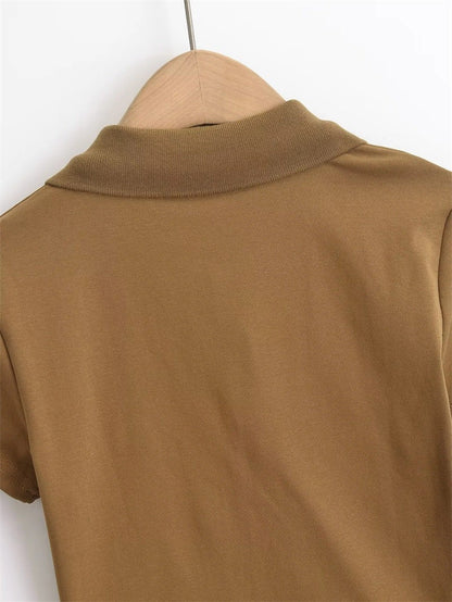 Vellaro Colorblock Polo Lounge Set - Brown