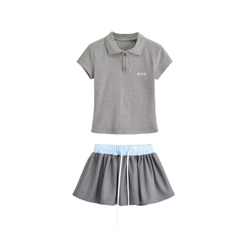 Vellaro Colorblock Polo Lounge Set - Gray