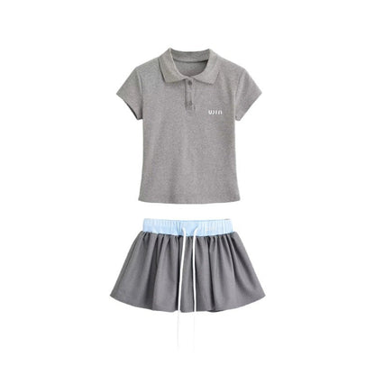 Vellaro Colorblock Polo Lounge Set - Gray