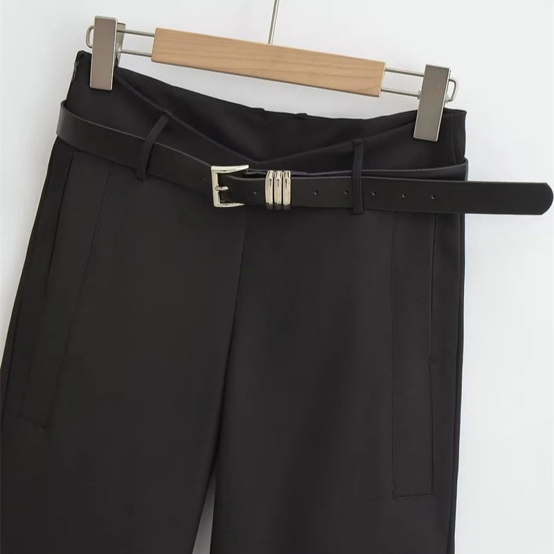 Veyra Low-Waist Asymmetric Trousers - Black